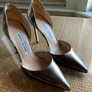 Manolo Blahnik D’Orsey Metallic Pumps